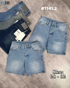 Quần short jeans xanh trơn không giãn cao cấp Ms 1141.2 2
