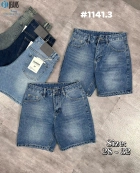 Quần short jeans xanh trơn không giãn cao cấp Ms 1141.3 2