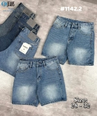 Quần short jeans xanh trơn không giãn cao cấp Ms 1142.2 2