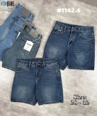 Quần short jeans xanh trơn không giãn cao cấp Ms 1142.4 2