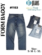 Quần jean nam cotton suông xanh không giãn Ms 1153 1