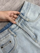 Quần jean nam cotton suông màu xanh không giãn Ms 1210 4