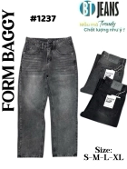 Quần jean nam cotton suông màu xám không giãn Ms 1237 1