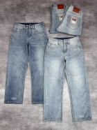 Quần jean nam cotton suông màu xanh không giãn Ms 1221 4