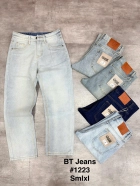 Quần jean nam cotton suông màu xanh không giãn Ms 1223 2