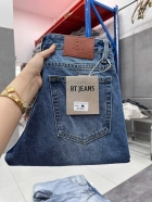 Quần jean nam cotton suông màu xanh không giãn Ms 1229 5