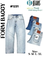 Quần jean nam cotton suông màu xanh không giãn Ms 1231 1