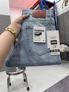 Quần jean nam cotton suông màu xanh không giãn Ms 1233 4