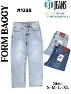 Quần jean nam cotton suông màu xanh không giãn Ms 1235 1