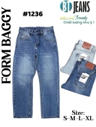 Quần jean nam cotton suông màu xanh không giãn Ms 1236 1