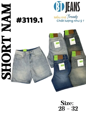 Quần short jeans trơn không giãn Ms 3119.1