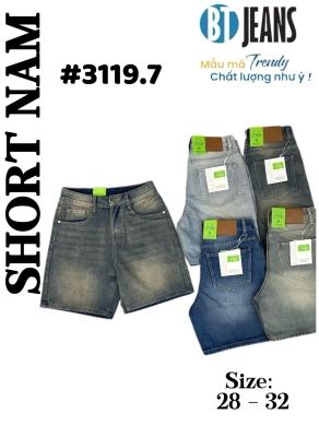 Quần short jeans trơn không giãn Ms 3119.7
