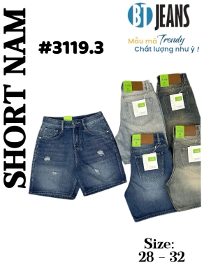 Quần short jeans trơn không giãn rách Ms 3119.3