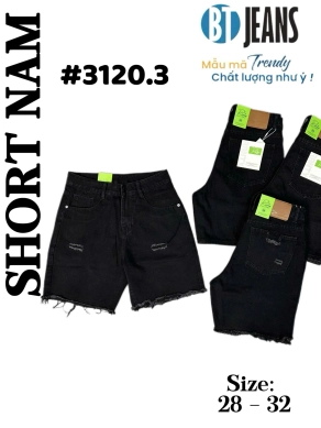 Quần short jeans trơn không giãn tua lai rách Ms 3120.3