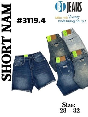 Quần short jeans trơn không giãn tua lai rách túi Ms 3119.4