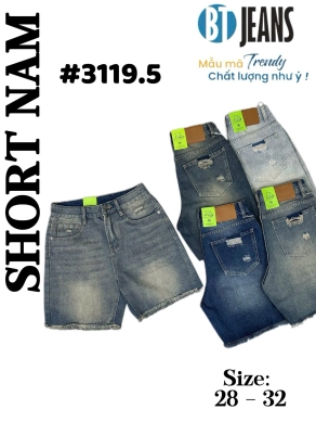 Quần short jeans trơn không giãn tua lai rách túi Ms 3119.5