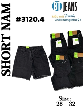 Quần short jeans trơn không giãn tua lai giá rẻ Ms 3120.4