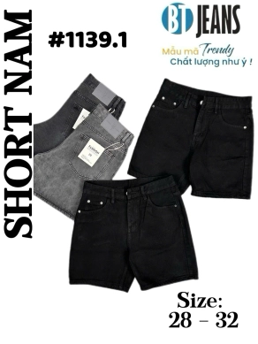 Quần short jeans đen trơn không giãn cao cấp Ms 1139.1