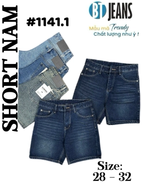 Quần short jeans xanh trơn không giãn cao cấp Ms 1141.1