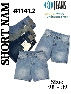 Quần short jeans xanh trơn không giãn cao cấp Ms 1141.2