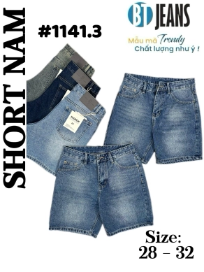 Quần short jeans xanh trơn không giãn cao cấp Ms 1141.3