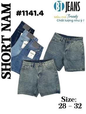 Quần short jeans xanh trơn không giãn cao cấp Ms 1141.4