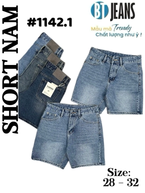 Quần short jeans xanh trơn không giãn cao cấp Ms 1142.1