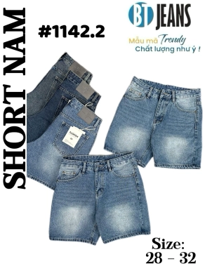 Quần short jeans xanh trơn không giãn cao cấp Ms 1142.2