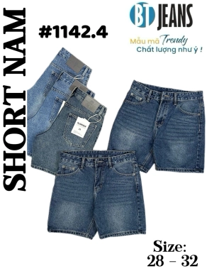 Quần short jeans xanh trơn không giãn cao cấp Ms 1142.4