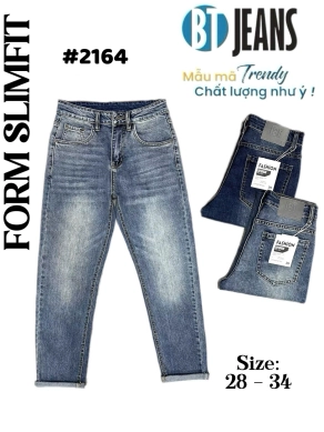 Quần jean nam trơn có giãn xanh cao cấp Ms 2164