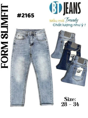 Quần jean nam trơn có giãn xanh cao cấp Ms 2165