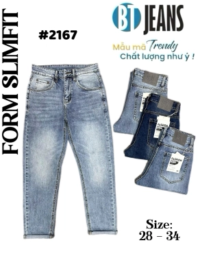 Quần jean nam trơn có giãn xanh cao cấp Ms 2167