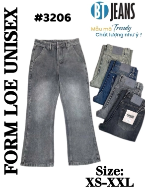 Quần jean nam cotton ống loe unisex không giãn Ms 3206