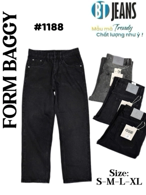 Quần jean nam cotton suông xám không giãn Ms 1188