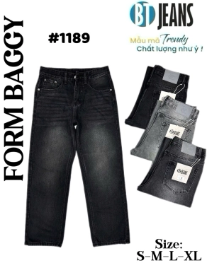Quần jean nam cotton suông xám không giãn Ms 1189