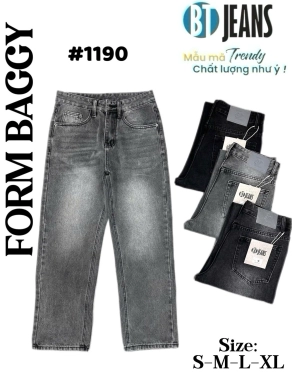 Quần jean nam cotton suông xám không giãn Ms 1190