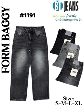 Quần jean nam cotton suông xám không giãn Ms 1191