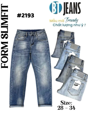 Quần jean nam form slimfit trơn xanh cao cấp Ms 2193