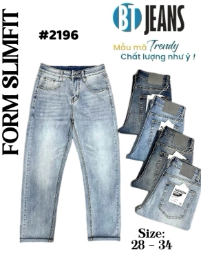 Quần jean nam form slimfit trơn xanh cao cấp Ms 2196