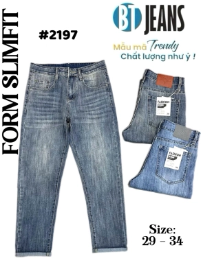 Quần jean nam form slimfit trơn xanh cao cấp Ms 2197