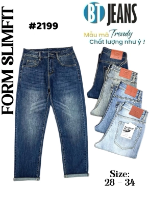 Quần jean nam form slimfit trơn xanh cao cấp Ms 2199