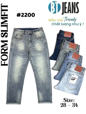 Quần jean nam form slimfit trơn xanh cao cấp Ms 2200