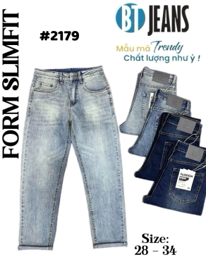 Quần jean nam trơn có giãn xanh cao cấp Ms 2179