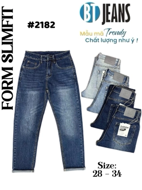 Quần jean nam trơn có giãn xanh cao cấp Ms 2182