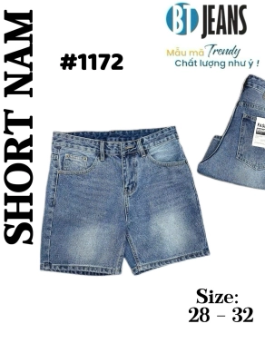 Quần short jeans xanh trơn không giãn cao cấp Ms 1172