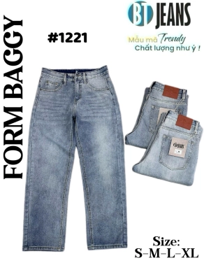 Quần jean nam cotton suông màu xanh không giãn Ms 1221