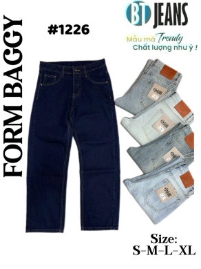 Quần jean nam cotton suông màu xanh không giãn Ms 1226