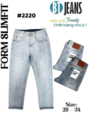 Quần jean nam form slimfit trơn xanh xám cao cấp Ms 2220