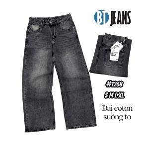 QUẦN JEAN DÀI COTTON SUÔNG MÀU XÁM ĐEN WASH MS1268