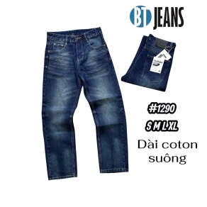QUẦN JEAN DÀI COTTON SUÔNG MÀU XANH ĐẬM WASH MS1290